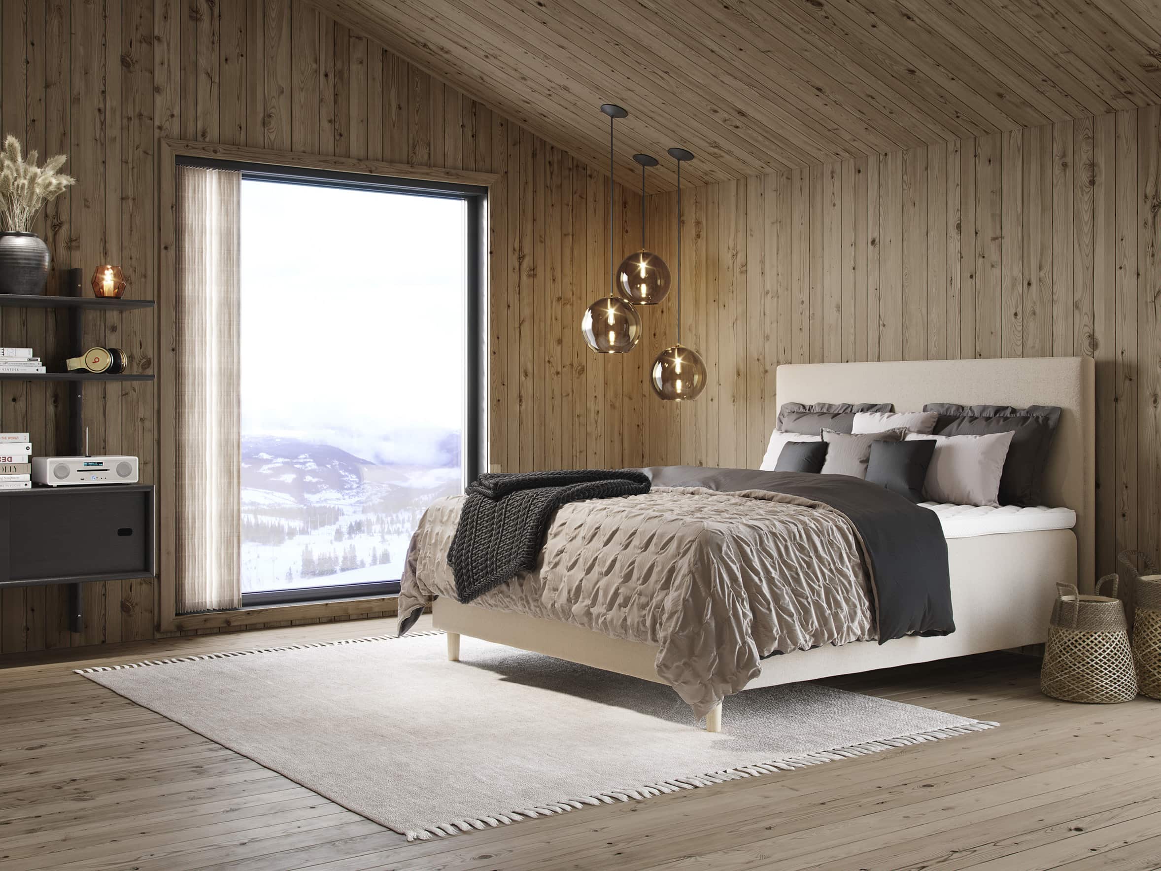 Svane® Elegance Kontinental 180x200 cm, Earth Elastec overmadrass, stoff: Moment farge: Beige
